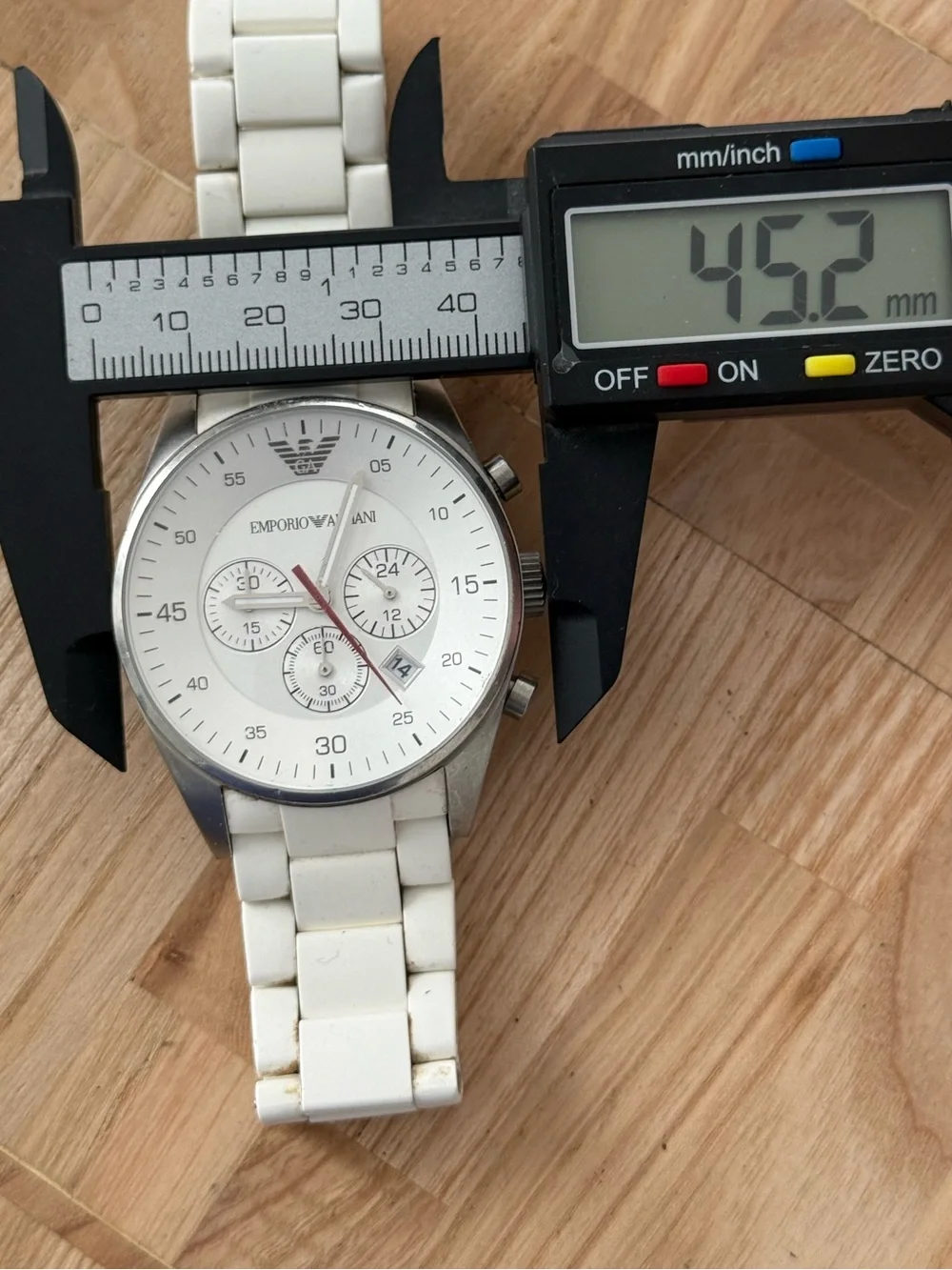 Emporio Armani Rare Chronograph Men’s Watch White Dial Silicone/Stainless Strap